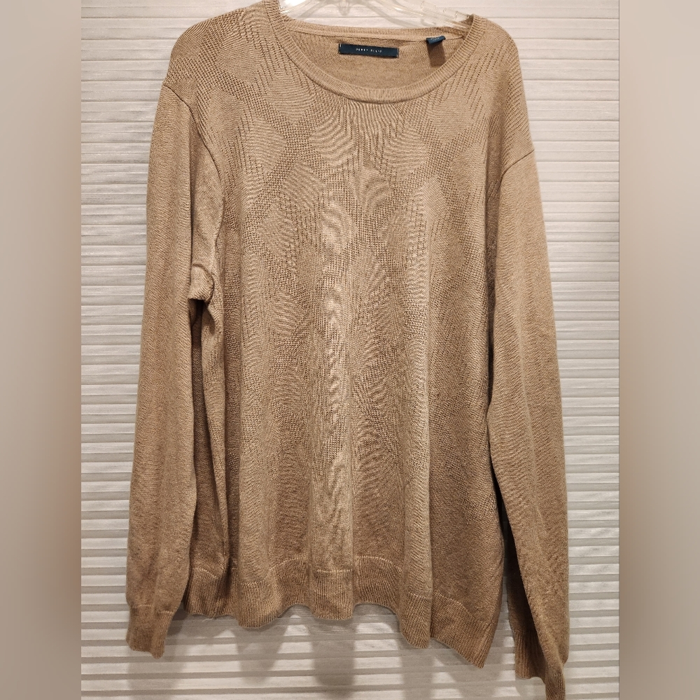Tan Perry Ellis Knit Lightweight Sweater